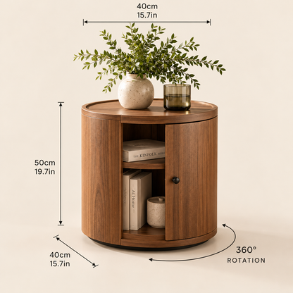 360° Rotating Walnut Side Table