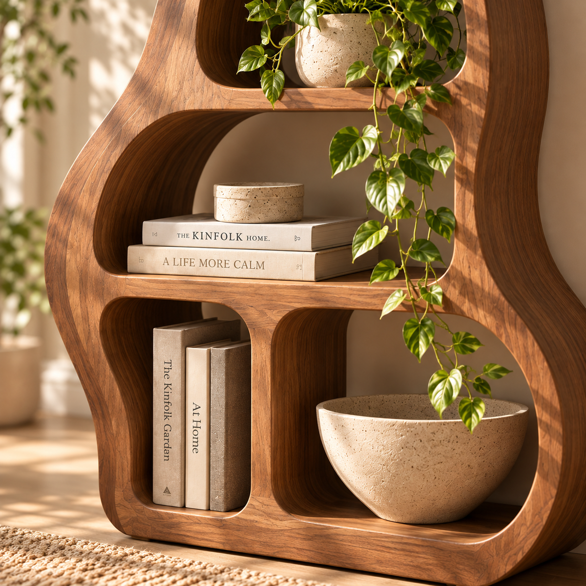 Sculptural Walnut Bookshelf
