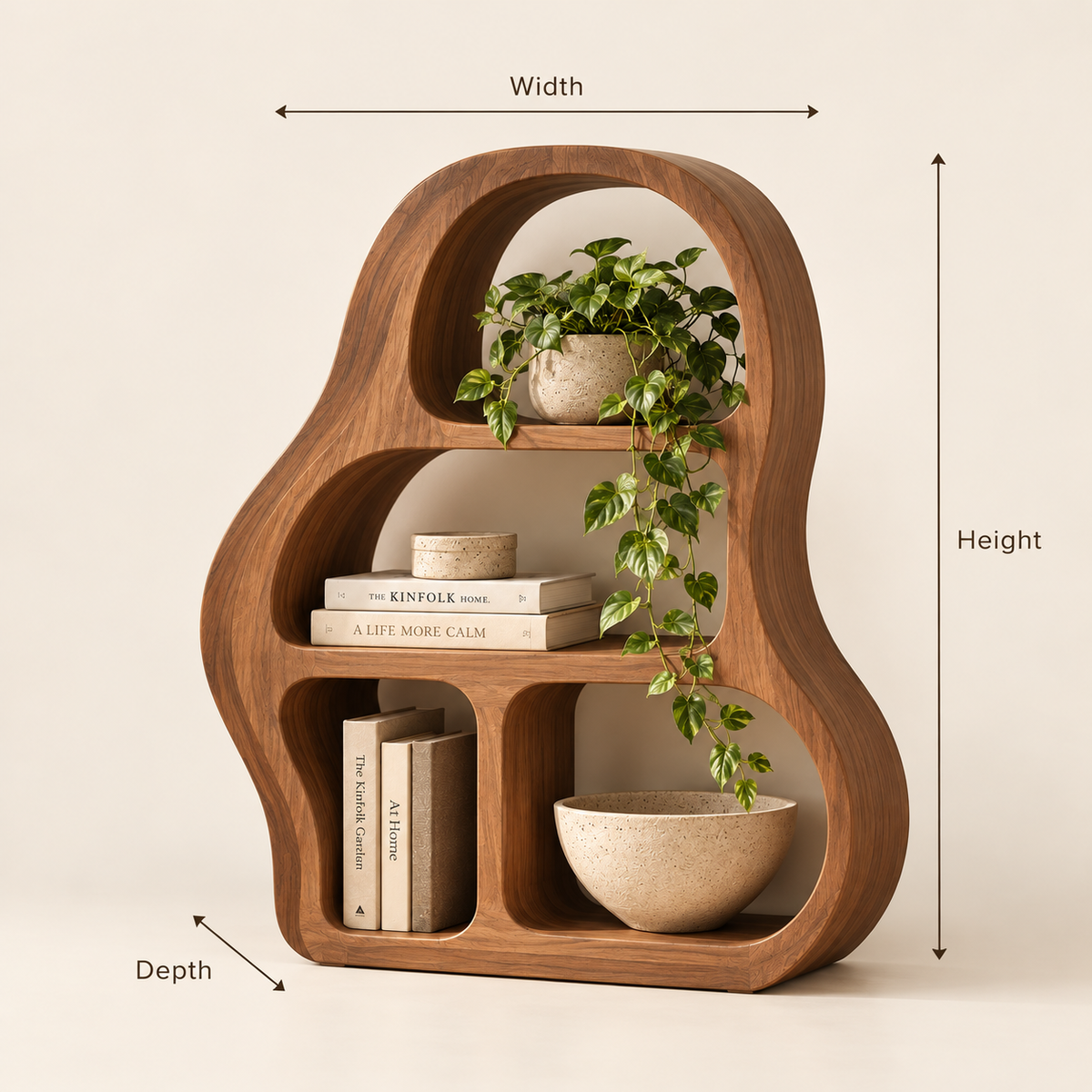 Sculptural Walnut Bookshelf