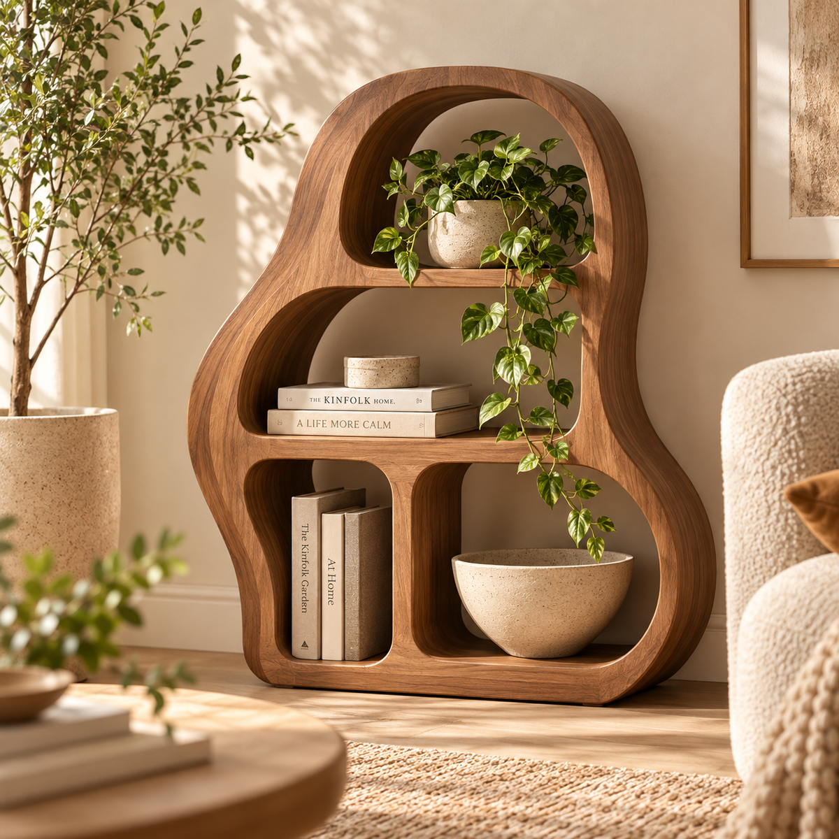 Sculptural Walnut Bookshelf