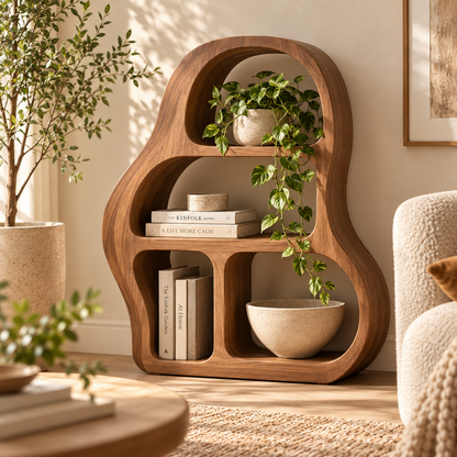 Sculptural Walnut Bookshelf