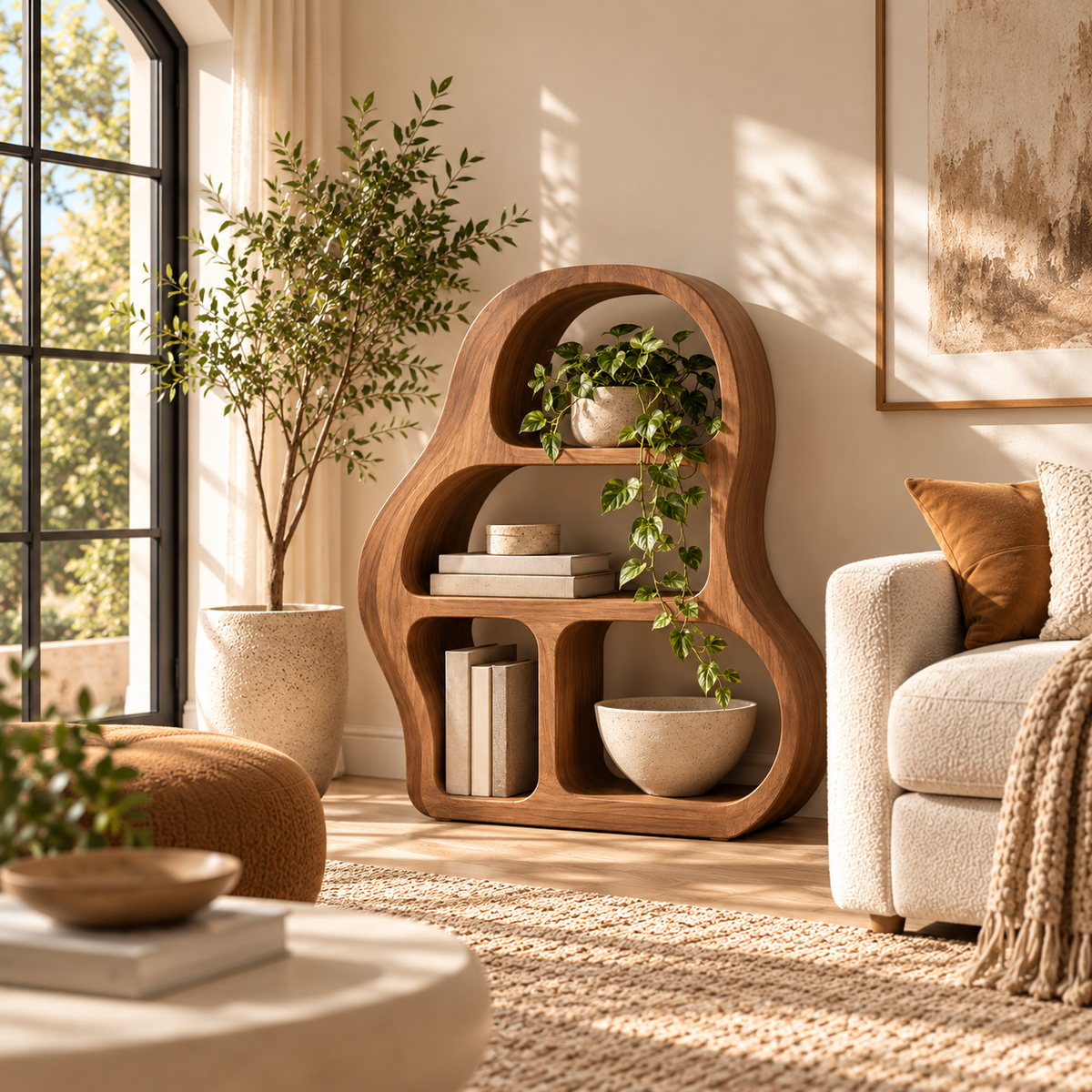 Sculptural Walnut Bookshelf