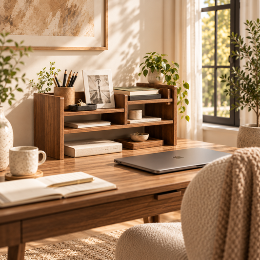 Walnut Desktop Organizer Shelf