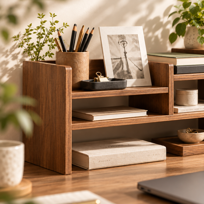 Walnut Desktop Organizer Shelf