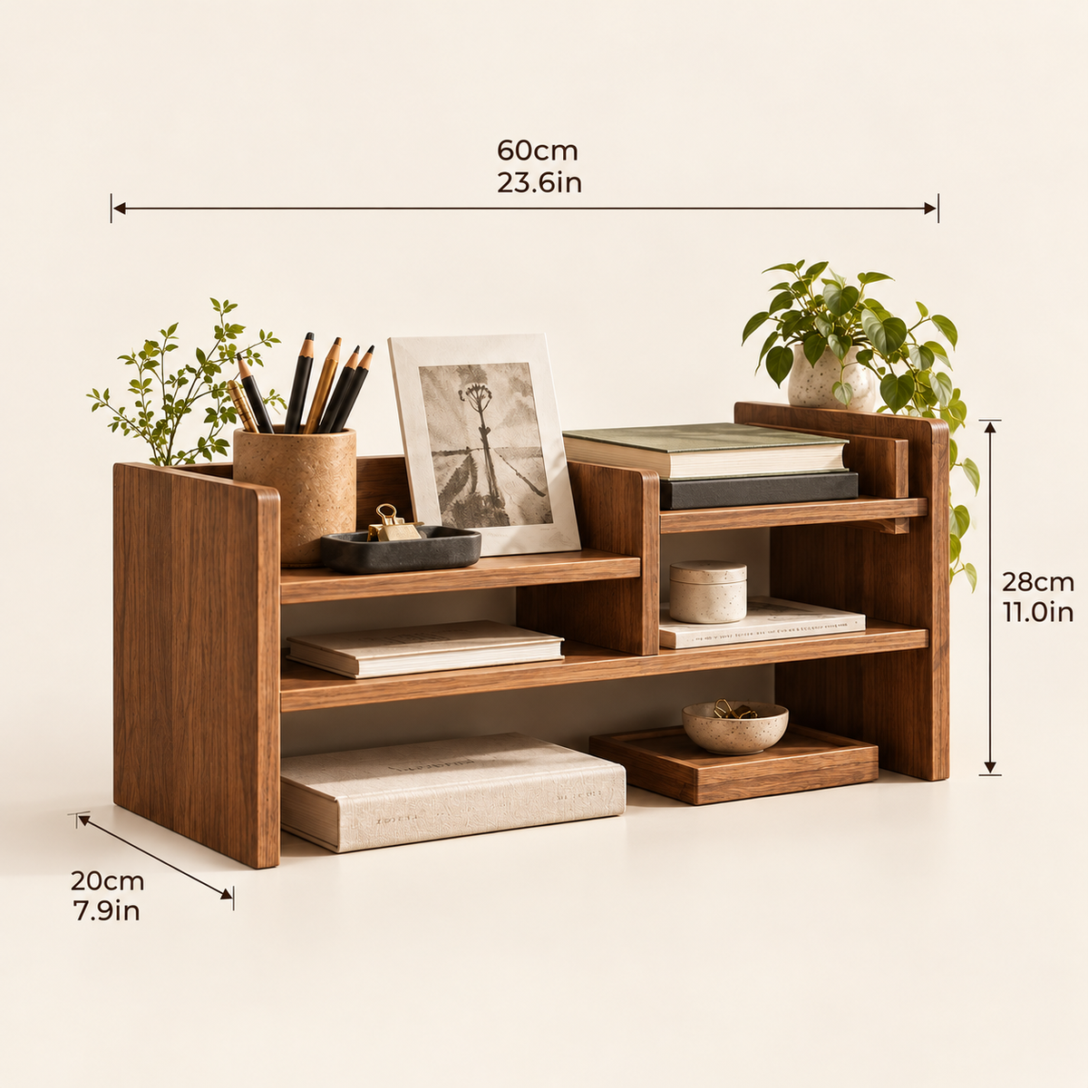 Walnut Desktop Organizer Shelf