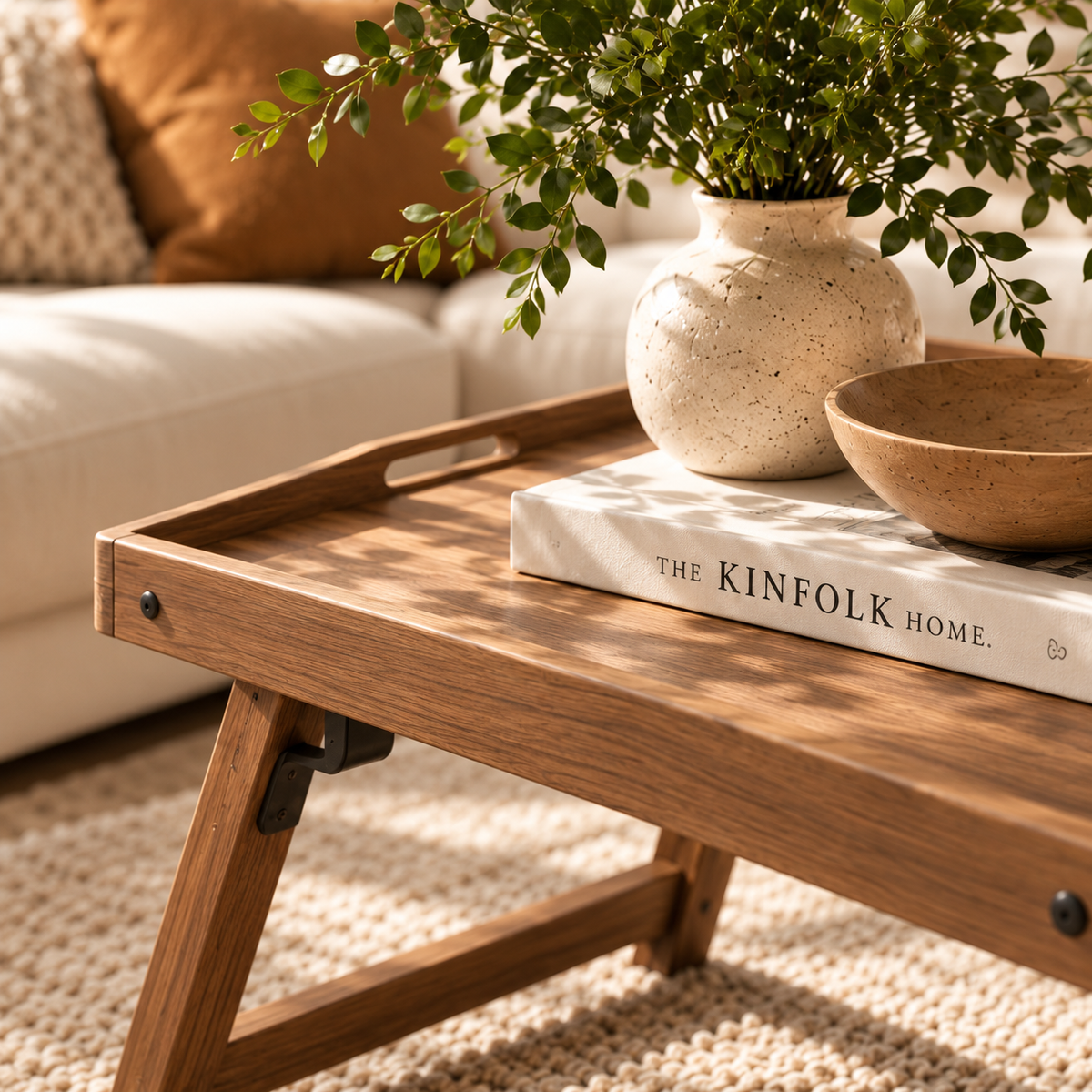 Walnut Folding Lap Tray Table