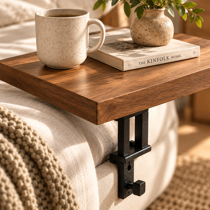 Walnut Sofa Armrest Tray Table